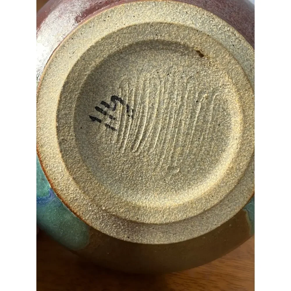 VTG Studio Pottery Bowl Hand Thrown Southwestern Drip Glaze Signed